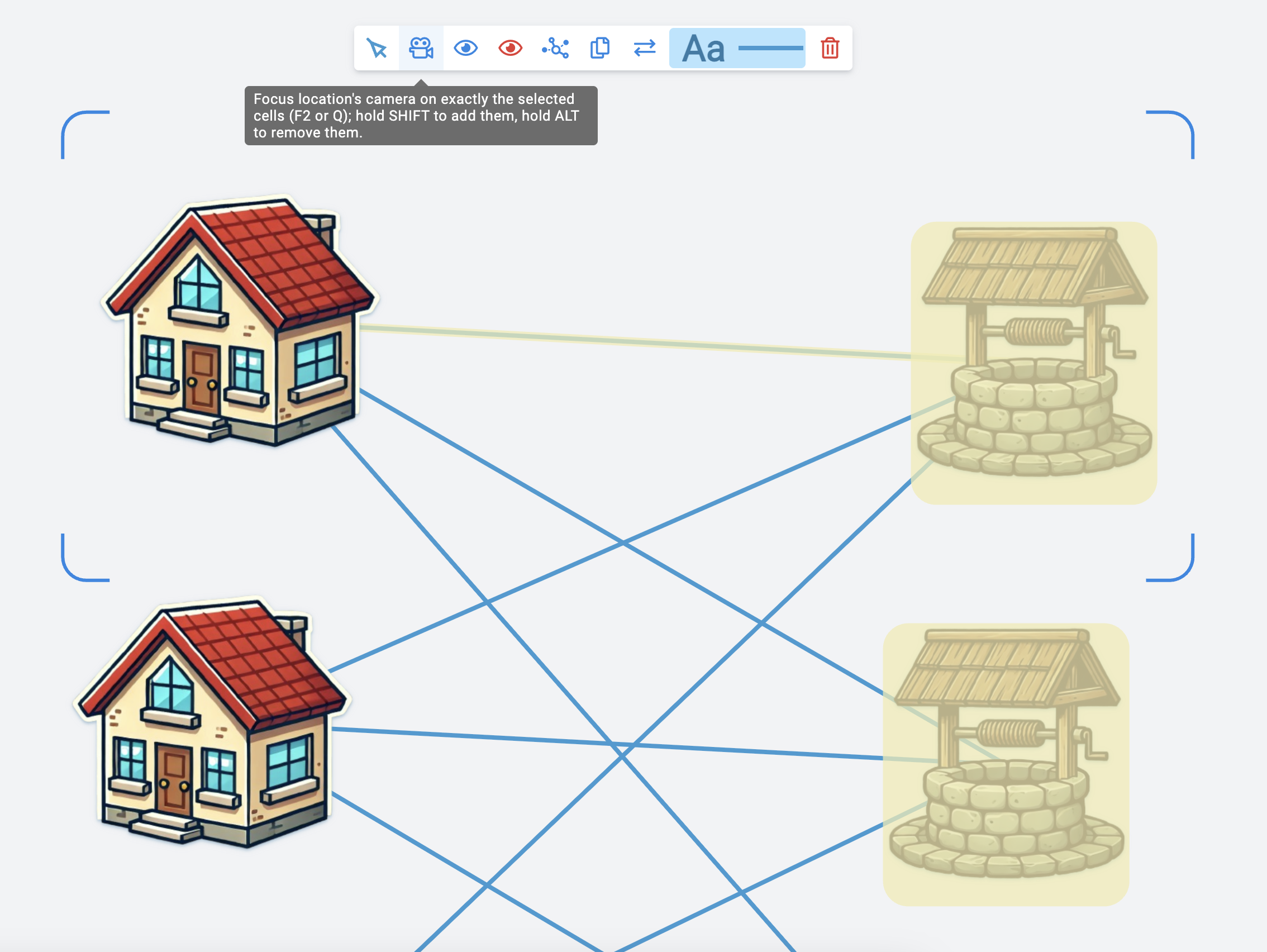 Changing the camera on the selected cells