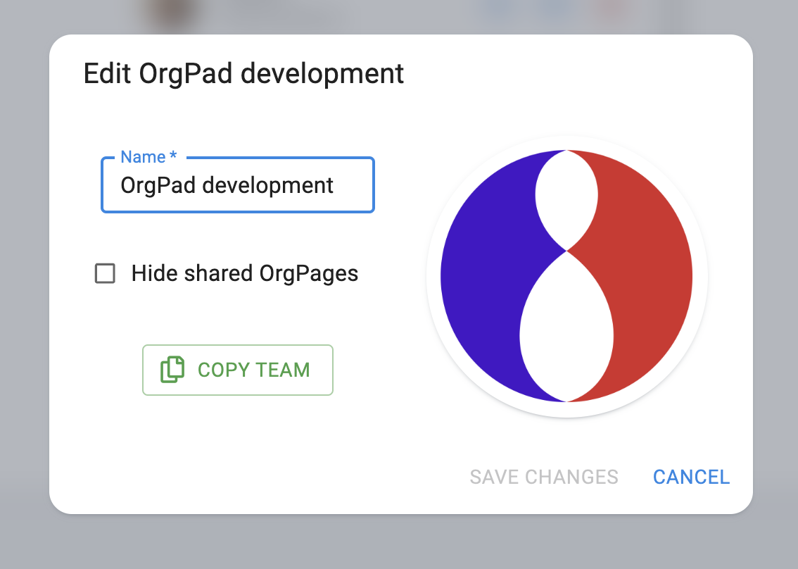 COPY TEAM button when editing a team